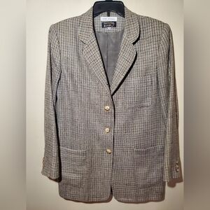 Vintage Marshall Fields Country Shop Plaid Blazer 100% Silk Size 8